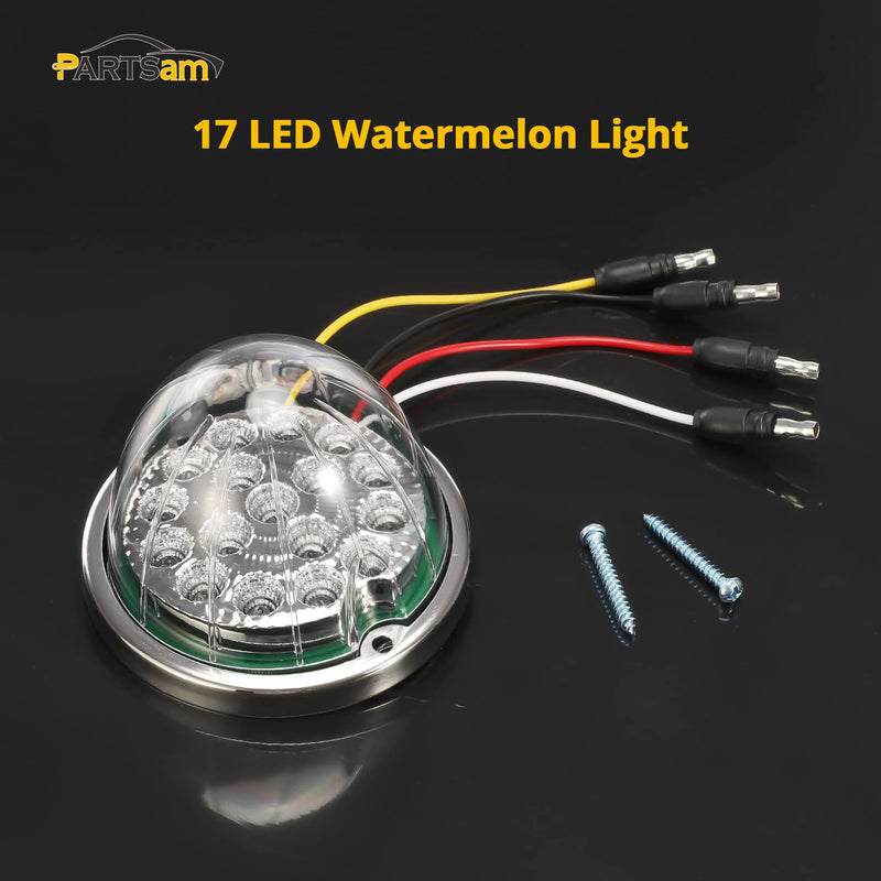 Partsam 1Pc Dual Revolution Watermelon Light, Amber 17LED Turn Signal/Marker Lights to Blue Auxiliary Light, Underglow Lights Compatible with Freightliner Kenworth Peterbilt Trucks Amber/Blue