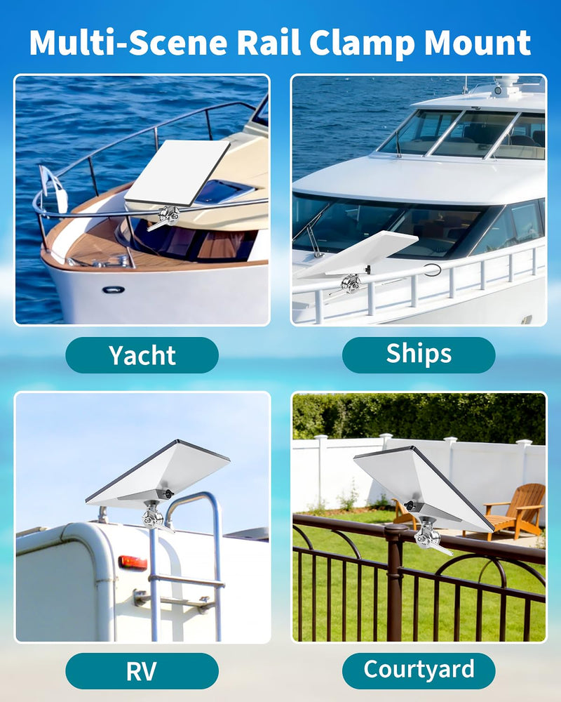 Boat Mount for Starlink Mini, Marine-Grade 316 Stainless Steel Adjustable Rail Mount for Starlink Mini Antenna – Perfect for Boats, Yachts, Sailboats, Trawlers & RV’s