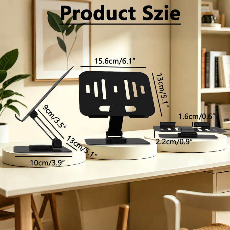 Metal Tablet Stand for iPad Pro, Adjustable 360° Rotation, Black | 2026 Update Version, Ultra Stable Metal Base, Fully Foldable, Easy to Store & Carry, Compatible with 4-13” Tablet Devices