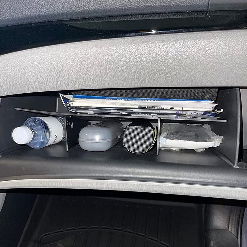 TACORBO Glove Box Organizer Compatible with Honda Pilot 2016-2022 / Ridgeline 2017-2022 2023/ Passport 2019-2022 2023 Accessories, Insert Glove Compartment Black ABS Materials