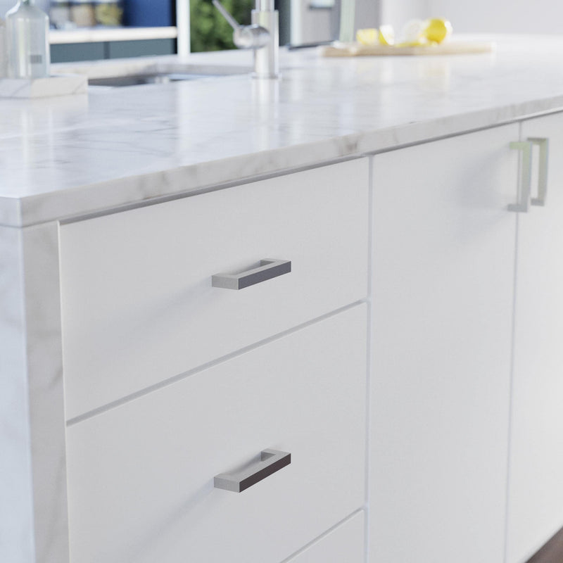 Franklin Brass (10-Pack) – Stainless Steel Cabinet Handles, 3-3/4 Inch Hole Center, Modern Pulls for Drawers, Kitchen Cabinet Door, Dressers | Simple Modern Square 3-3/4" (96mm) 10