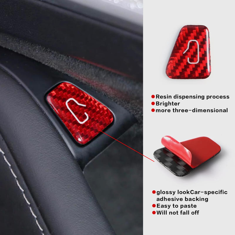Door Switch Button Panel Cover for Tesla Model 3/Y, Carbon Fiber Interior Accessories (Red Carbon Fiber, 2017-2023 M3/2021-2024 My) Red Carbon Fiber
