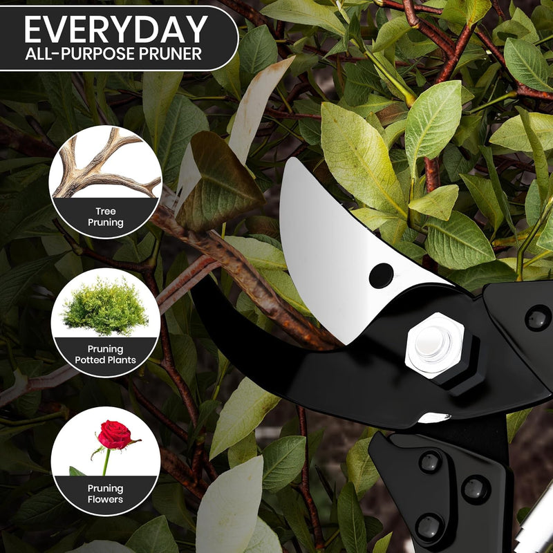 Pruning Shears – 8.9” Heavy Duty Gardening Scissors, Professional Bypass Pruners for Gardening, 1” Cut Capacity, Sharp Garden Clippers for Plants, Branches & Flower CLASSIC MAJOR 1.0