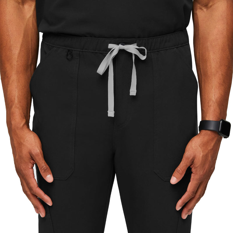 FIGS Cairo Cargo Scrub Pants for Men — Classic Straight Leg Fit, 9 Pockets, 4-Way Stretch, Anti-Wrinkle Regular Medium Black