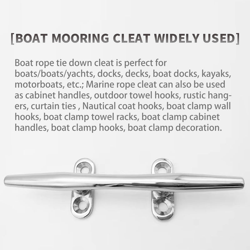 Stainless Steel Boat Dock Cleats 4"/5"/6"/8"/10" Open Base, Marine Grade 316 SS, Rope Cleat, Tie Down, Mooring Accessories with Screws for Boat, Pontoon, Yacht, Deck 5" Silver 2 Pack