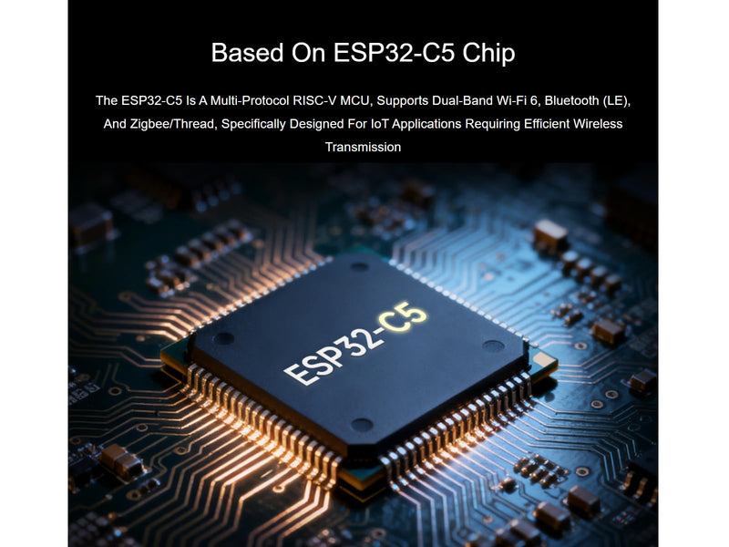 waveshare ESP32-C5 Mini 2.4GHz/5GHz Dual-Band Wi-Fi Development Board Based on ESP32-C5-HF4，Integrated Bluetooth 5 (LE),IEEE 802.15.4 (Zigbee 3.0 and Thread) Wireless Communications