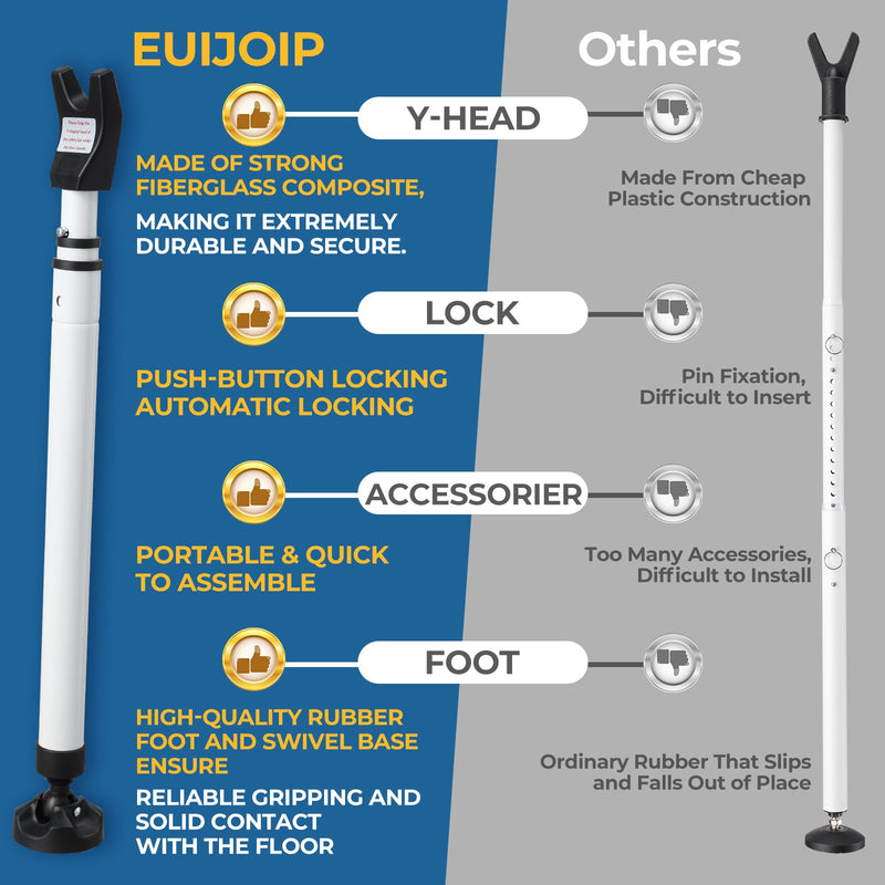 3-in-1 Door Security Bar with Heavy-Duty Metal, Adjustable 16"-41.7" Door Lock Stick,Sliding Patio Door Security Bar with 2.8" Non-Slip Base for Home,Apartment,Travel Safety–Portable Door &Window Lock White