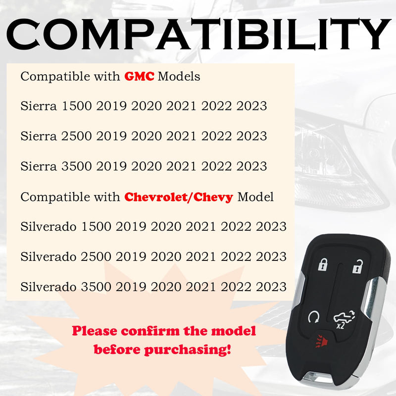 Keyless Entry Remote Control Key Fob Replacement Fits for GMC Sierra 1500 2500 3500 2019 2020 2021 2022 2023 Chevrolet Silverado 1500 2500 3500 HYQ1ES 13522904 13522854 433 MHz