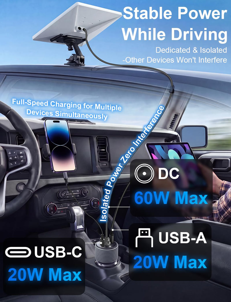 Starlink Mini 3-in-1 Car Power Adapter