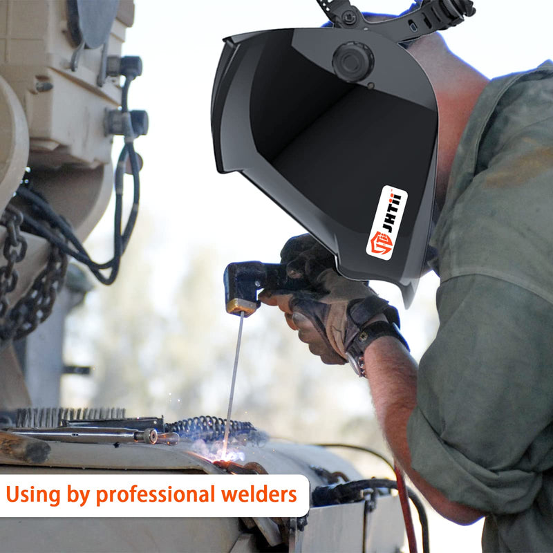 Large View True Color Auto Darkening Welding Helmet, 1/1/1/1 Solar Powered Welder Hood Mask with 4 Arc Sensors, Wide Shade 4/5-9/9-13 for TIG MIG ARC Cut and Grind Large