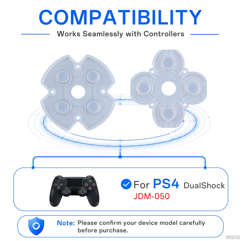 WCDZSU Conductive Rubber Pad Replacement for PS4 JDM-050 JDM-055 Controller | Silicone Button Contact Adhesive Rubber Pads Repair Part for DualShock D-Pad and ABXY Buttons Restoration with Tool Kit