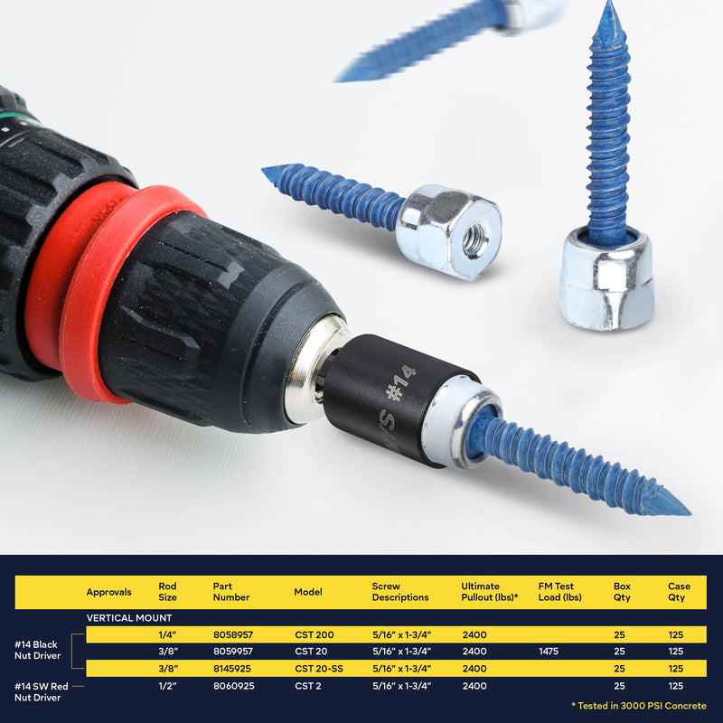 Everflow 8059957-25 3/8" Screw Vertically Threaded Rod Anchor Designed for Concrete Structure, Steel, Zinc Finish, 5/16 x 1-3/4" Screw Length (25 Pack) 5/16 x 1 3/4 in. Screw ROD SIZE 3/8"