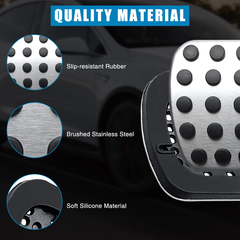 Gas & Brake Pedal Cover: Brushed Stainless Steel with Rubber Non-Slip Foot Pedals Pads Compatible with 2007-2022 Mercedes-Benz C/E/S/SL/SLK/CLS/CLC/GLE/GLS/GLK X204 Benz-2