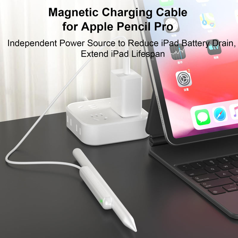 Magnetic Charging Cable Compatible with Apple Pencil Pro Fast Charging Dock | Portable Charge Accessory for Apple Pencil Pro with Smart LED Indicator 1FT USB-C Charger Cable Overcharge Protection