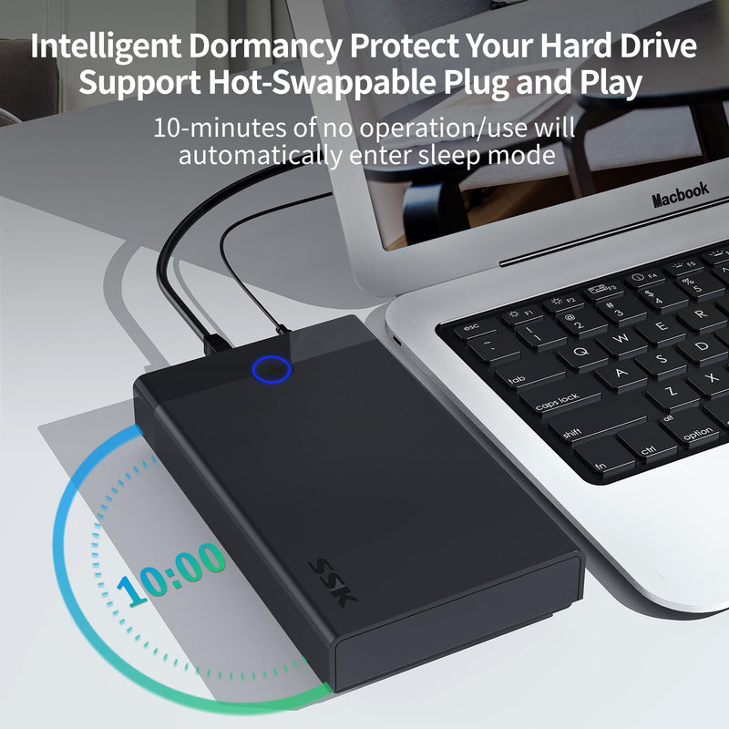 SSK 3.5 External Hard Drive Enclosure USB 3.0 to SATA Lay-Flat Tool-Free Case Dock for 3.5 2.5 inch SSD/HDD up to 20TB Hard Drive Docking Station Supports UASP Trim