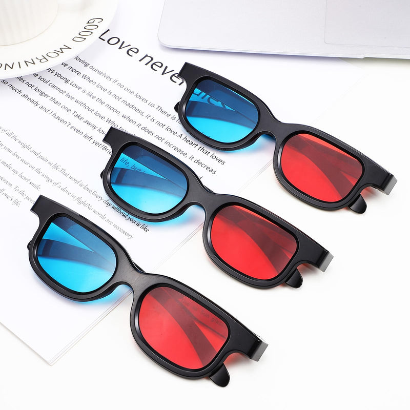 SEWACC 10 Pcs Red Blue 3D Viewing Glasses, Plastic Frame Eyewear Lightweight Anaglyph 3D Movie Game Glasses for Theater Screens Computer Monitors and Tvs