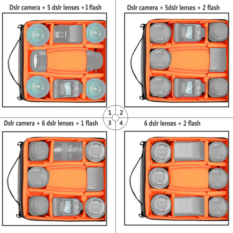 Neewer® Flexible Partition Camera Padded Bag Insert Protection Handbag for SLR DSLR Mirrorless Cameras and Lenses,Flash Light,Radio Trigger,Battery and Charger,Cables and Other Camera Accessories | For SLR, DSLR, Mirrorless Camera, Lens, Flash Light, R...