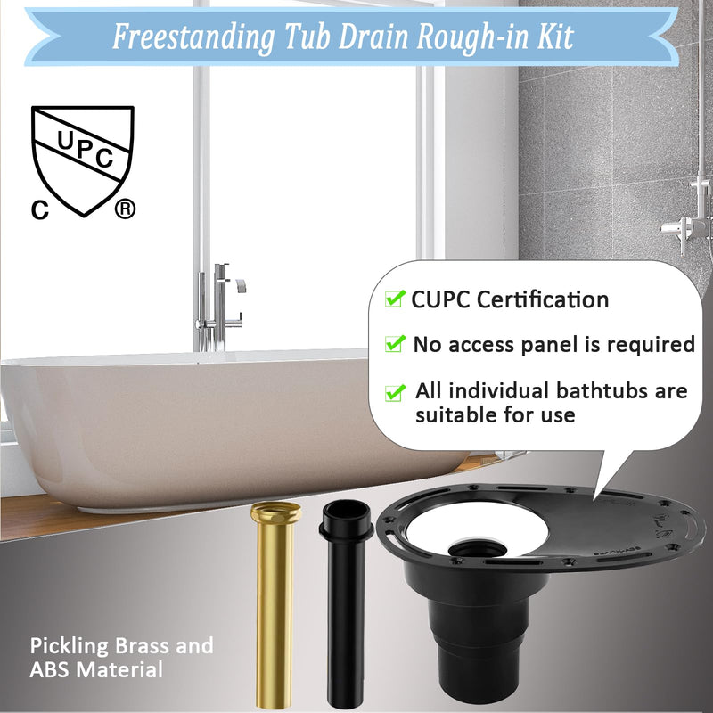 Upgrade Freestanding Tub Drain Rough-in Kit with CUPC Certification, Includes Brass and ABS Pipe, Clean Tub Drain No Leaks. (Patent No US11168467B2) Matte Black A