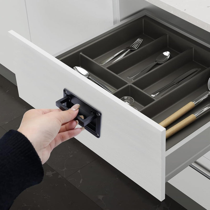 Black Zinc Alloy Recessed Pull Handle,Recessed Flush Pull Handle for Drawer Access Door Toolbox,Kitchen Hardware Cabinet Drawer Handles(2 Pack,4.33 x 2.75 inch) Black