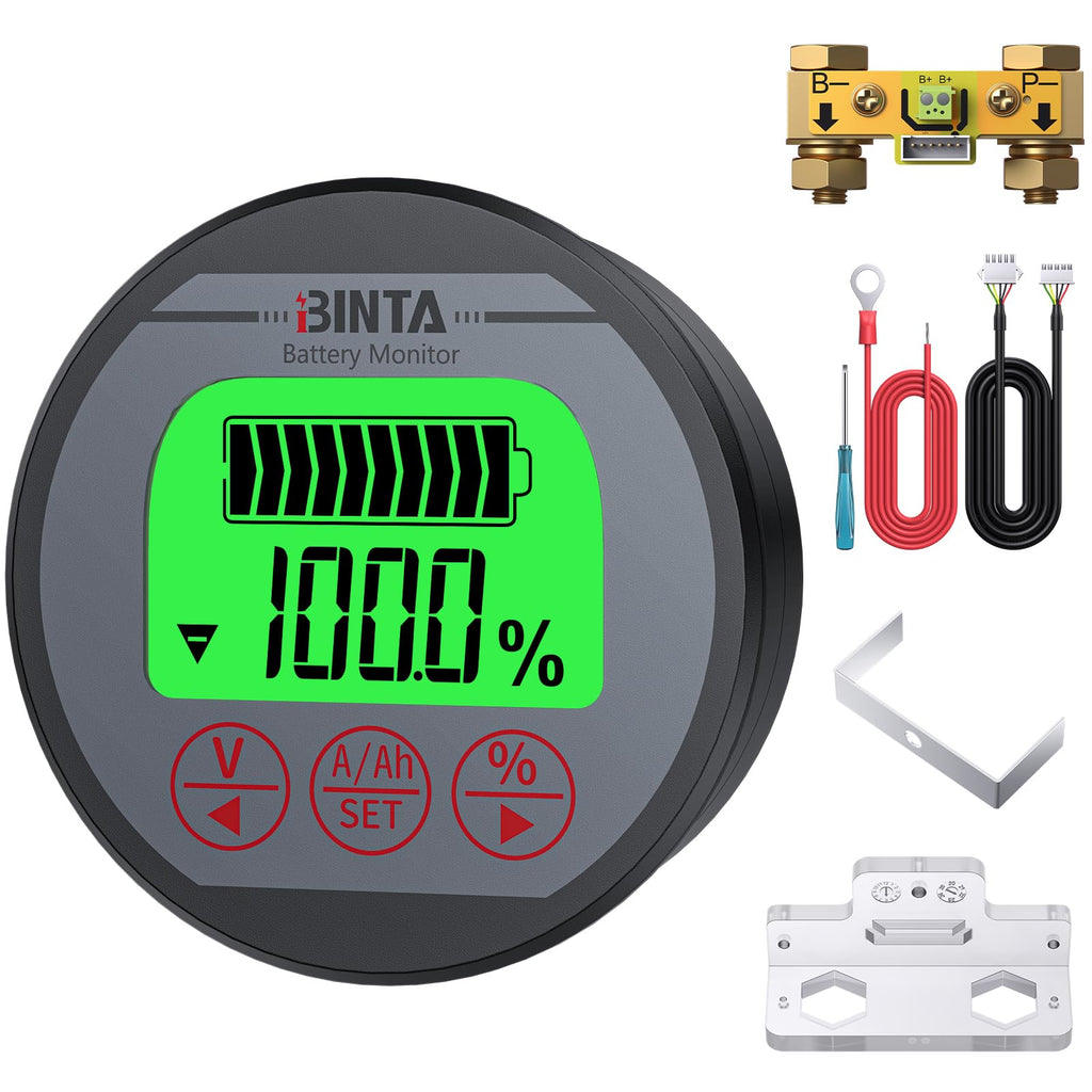 BINTA Voltmeter Ammeter, Voltage Current Meter, Battery Monitor 8-120V 0-500A Voltage Meter Backlight Waterproof for Auto Car Motor Caravan RV Motorhome Golf Cart,Boat etc