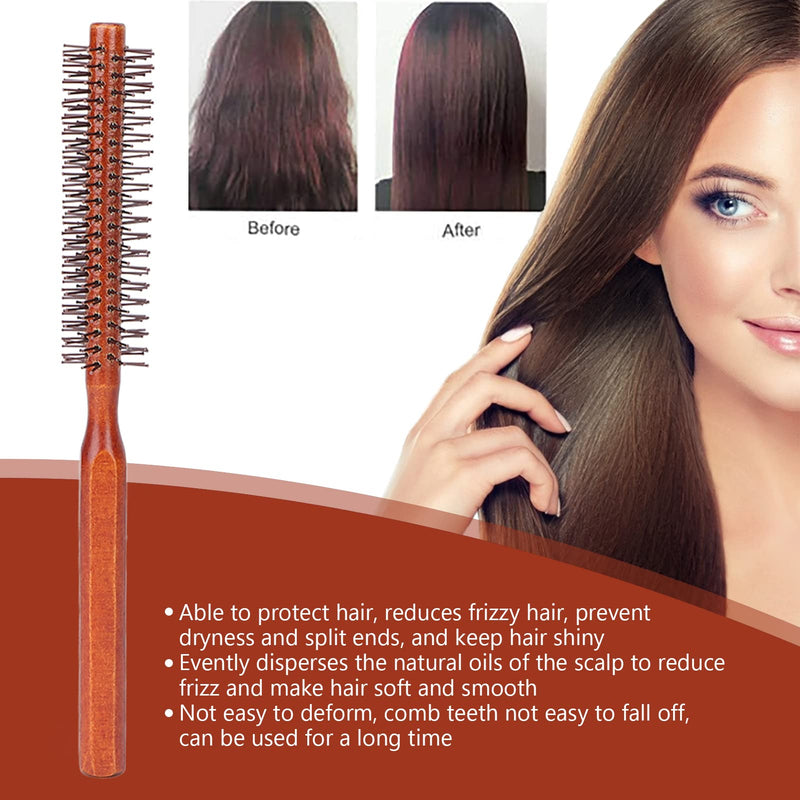 Small Round Brush for Short Hair, Mini Quiff Roller for Women and Men, Bangs Beard Styling Lifting Curling Blow Dry Hair Brush 8.3x1.0in