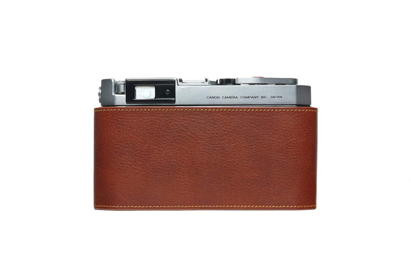 for Canon P Case, BolinUS Handmade Genuine Real Leather Half Camera Case Bag Cover for Canon 7 7S P VL VL2 ViL Camera with Hand Strap (LavaBrown) LavaBrown