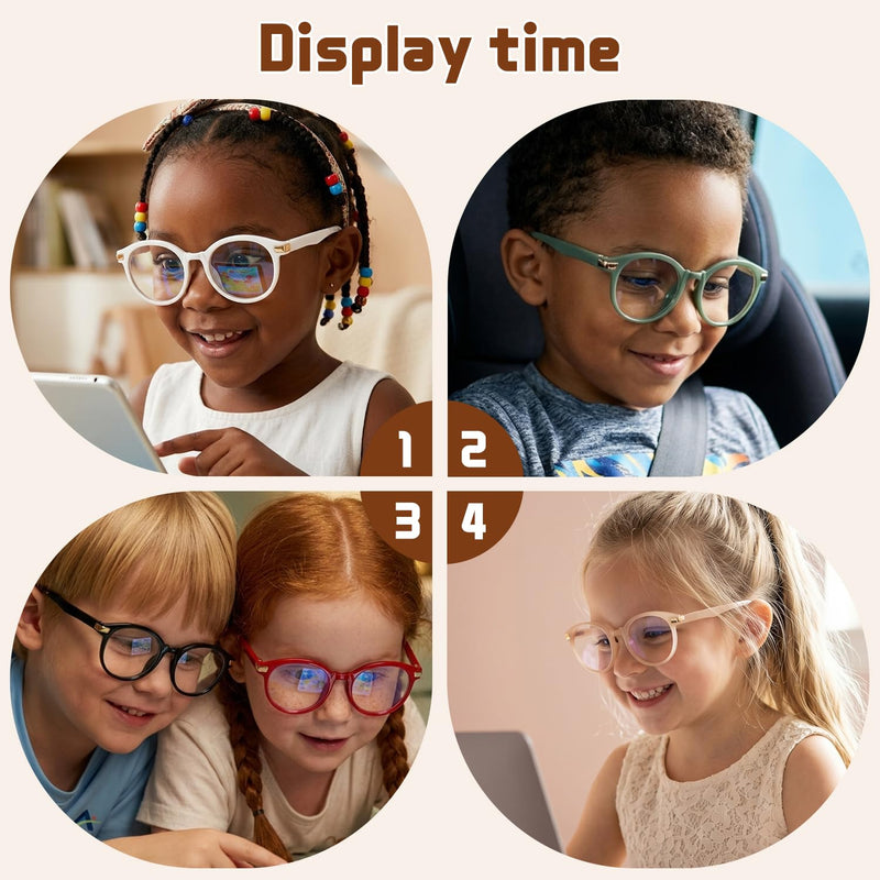 Round Kids Blue Light Glasses, Ages 2-6 | Flexible, Anti-Glare & Lightweight Eye Protection for Toddlers, Ideal for Tablets & Daily Screen Use A1 Black+white+pink Clear Age 2-6