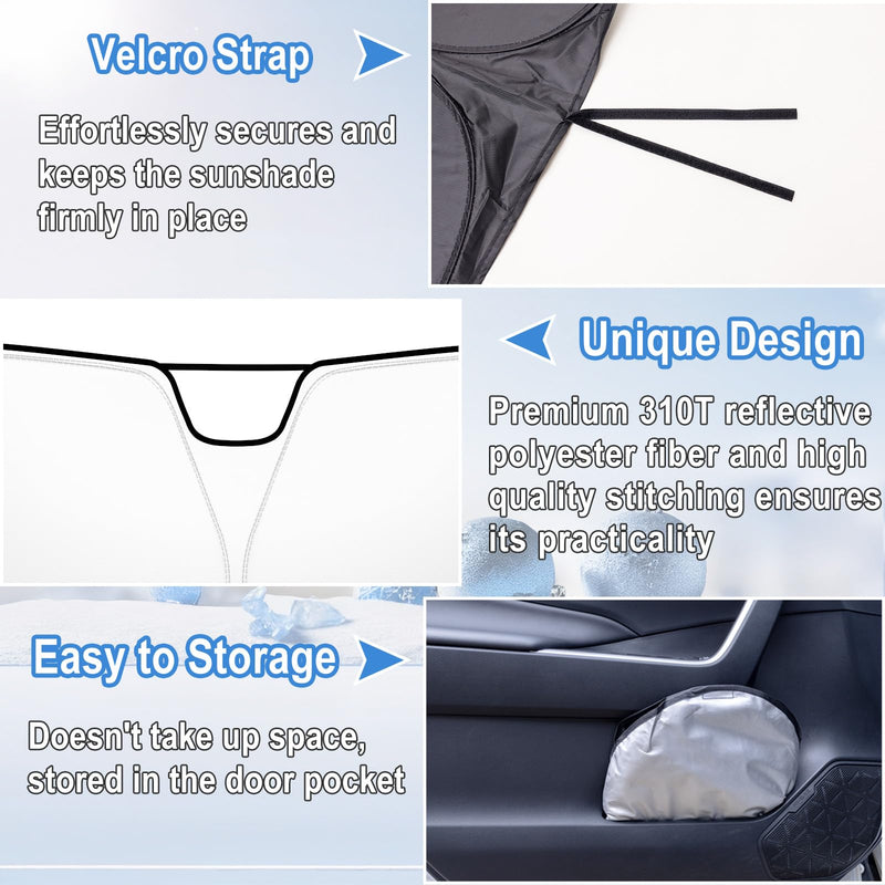 Windshield Sun Shade for 2021-2025 Ford Bronco Sport| Fully Covered Foldable Front Window Sun Visor| 310T Polyester| UV Heat Insulation Protection| Outdoor Camping (Not for Bronco Model) Fit 2021-2025 Bronco Sport