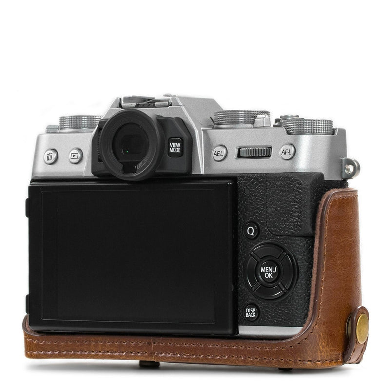 MegaGear MG982 Ever Ready Leather Camera Case and Strap for Fujifilm X-T30, X-T20, X-T10 (16-50mm / 18-55mm Lenses) - Dark Brown One size