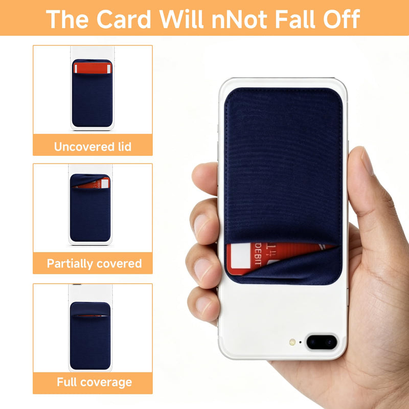 3 Pack Cell Phone Card Holder, Stretchy Stick on Wallet for Back of Phone, Self Adhesive Card Holder with Flap for Credit Cards ID, No Wallet Needed Compatible with Most Smartphones