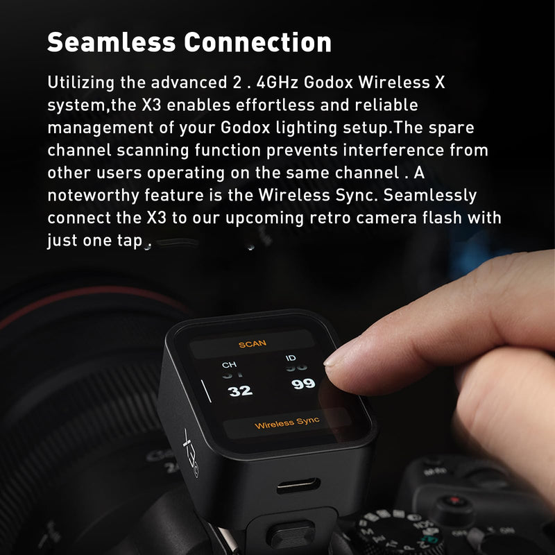 Godox X3-N Wireless Trigger for Nikon, TTL OLED Touchscreen 1/8000s HSS Flash Transmitter, Auto/Manual/Multi Flash, USB-C Charger for Nikon EOS Camera