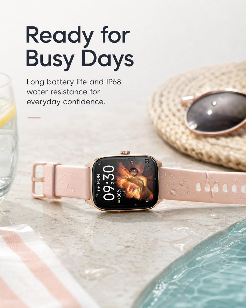 Smart Watch for Men Women, 1.85" HD Touch Screen Smartwatch with Bluetooth Answer/Make Calls, Fitness Tracker Compatible with iPhone Samsung Android iOS Light Pink