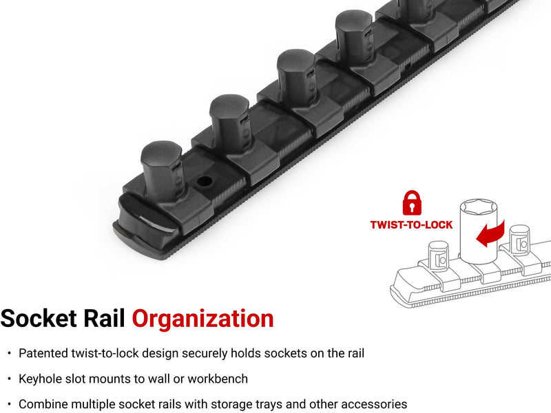 TEKTON 3/4 Inch Drive 3-Rail Socket Organizer Set, Black (30-Tool) | OST37230 | Made in USA (30-Tool)