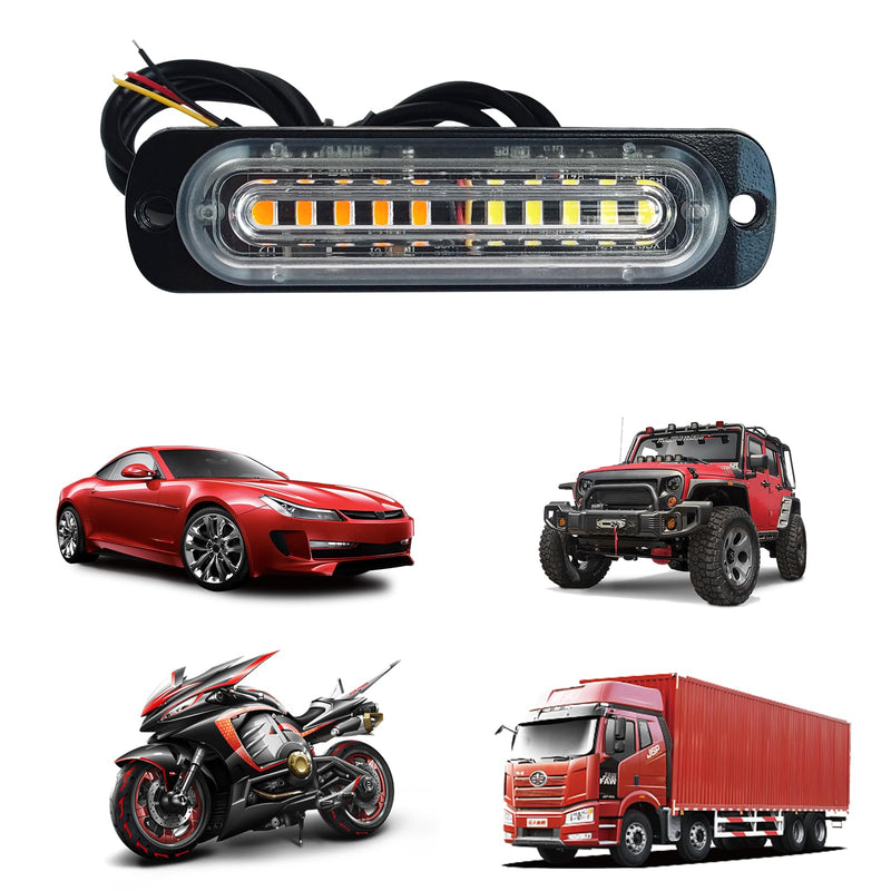 10 LED Car Emergency Strobe Lights for Trucks Motorcycle Vehicles, Warning Hazard Flash Emergency Lights Super Bright (2 Pack Amber White)