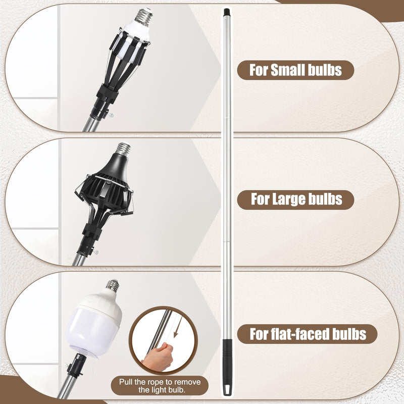 12FT Light Bulb Changer for High Ceilings, Light Bulb Changer with Baskets and Suction Cup, Light Bulb Removal Tool with Pole
