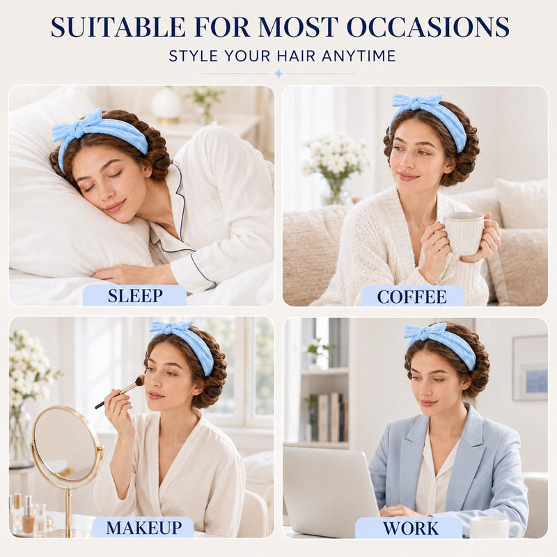  [AUSTRALIA] - 8Pcs Heatless Curlers Set, Hair Rollers with Clips, Heatless Curling Rods, No Heat Hair Curlers for Overnight Blowout rods, Heatless Curls for Long and Short Hair (blue) Blue 1 count (Pack of 1)