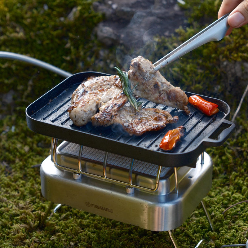 Fire-Maple Compact Aluminium Alloy Mini Griddle Set with Stainless Steel Tongs - Portable Heating Kit for Outdoor and Indoor Use
