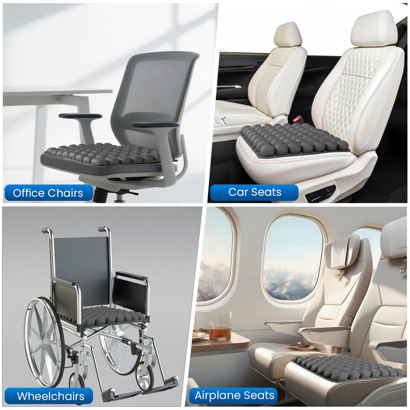 JOYMAY Travel Seat Cushion Inflatable Seat Cushion 56 Ergonomic Air Cell 3D Air Seat Cushions Adjustable Inflatable Portable Airplane seat Cushion for Wheelchair, Car, Office, Home Living (Grey) Grey