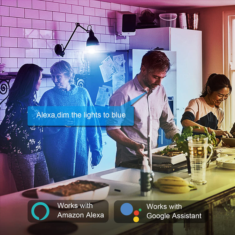 DAYBETTER Smart Light Bulbs, Alexa Light Bulb, WiFi Light Bulbs, RGBCW Color Changing Light Bulb A19 9W 800LM, Smart Bulbs that Work with Alexa & Google Assistant, 2.4Ghz only, No Hub Required,10 Pack 10