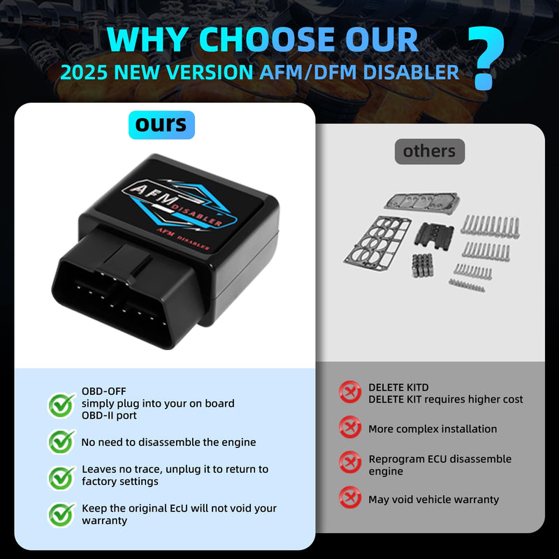 AFM/DFM Disabler Silverado 5.3 Active Fuel Management Delete Disabler Compatible With V6 & V8 Gm Motors(Chevy GMC Sierra GMC Yukon Cadillac Escalade etc)4.3L 5.3L 6.0L 6.2L-3 Year Warranty BlackBlue