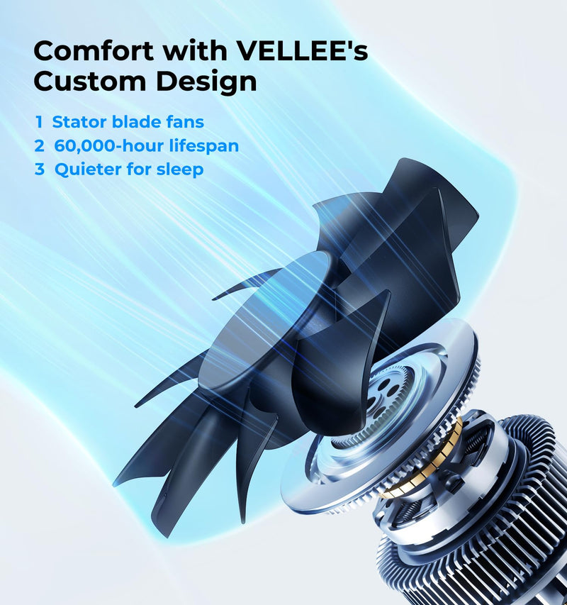 VELLEE Quiet Register Booster Fan Fits 4" x 12" (DUCT OPENING CUTOUT), 10-Speed Smart Heating Cooling AC Vent Booster Fan w/Remote Control & Thermostat Control (Bronze) - Corded Bronze 4" X 12"