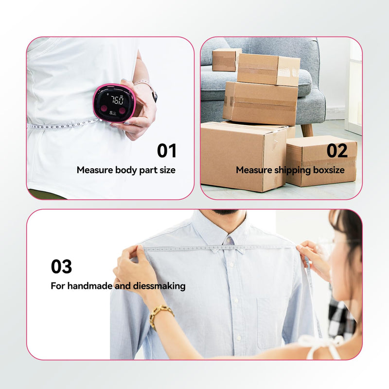 Fitdays Smart Body Tape Measure with Bluetooth Fitdays APP for Body Fat & Muscle Measurement, LED Display,Type-C,Unlimited Users (Pink) PINK