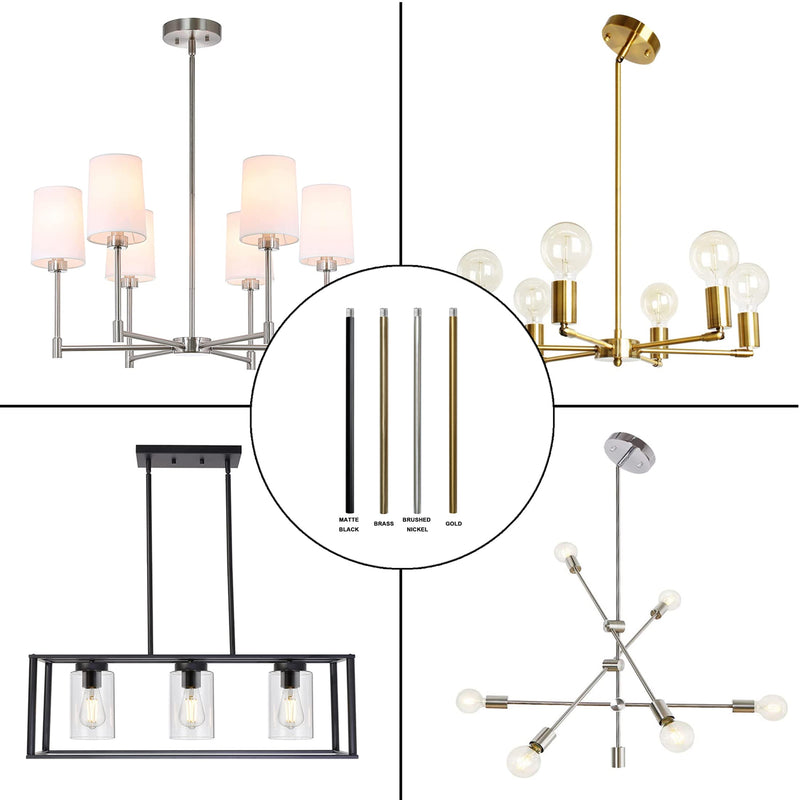 N//A HALIGATE Matte Black M12 Threaded Extension Rod for Pendant Light, Island Lighting, Chandeliers,Lighting Fixture Downrods & Stems,12 Inches
