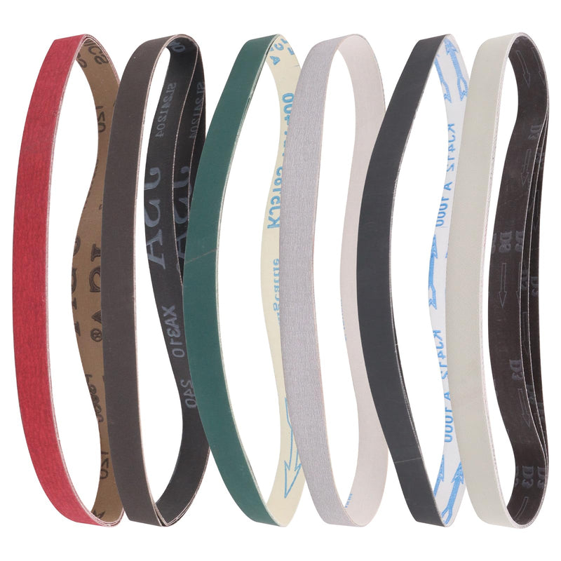 1 x 30 Inch Sanding Belts for Knife Sharpening, 3 Pcs Each of 120 240 400 800 1000 5000 Grit Sander Belts for Knives Metal Polishing,18 Pack MIX