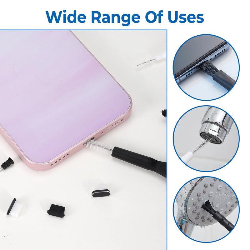 17 Pack Phone Charging Port Cleaner Dual Sided Anti Clogging Nylon Brushes Reusable Speaker Cleaning Tool Phone Charger Port Cleaner Kit for Headphones Phones Camera Tablet Computer