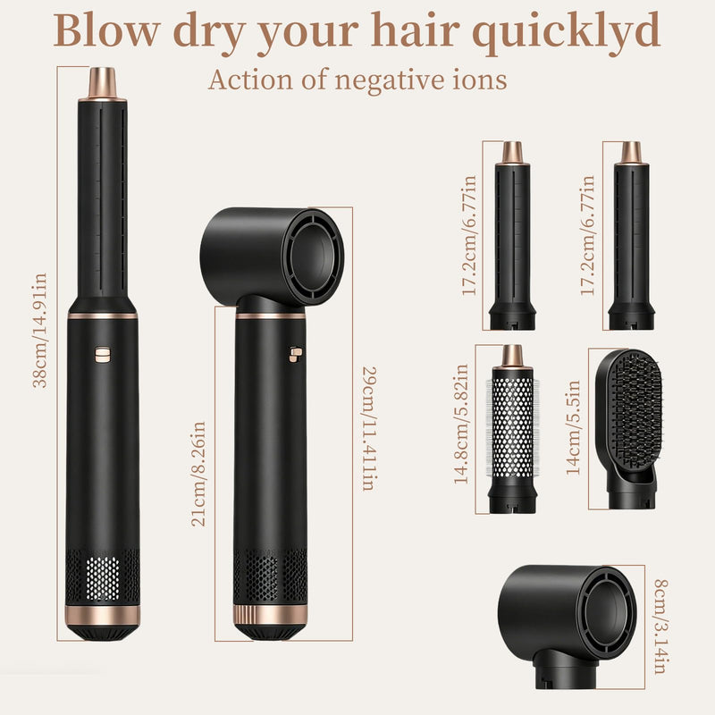 Hair Dryer Comb 5-in-1 Automatic air Curling Iron Set Hair, Styling Tool to Create Straight Hair Shiny Hair Soft Wavy or Narrow Curly Hair, Multifunctional Hair Comb
