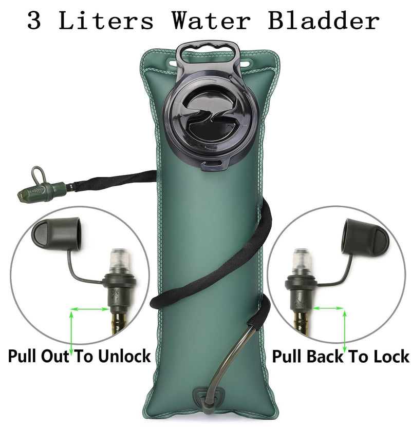 ATBP Insulated Water Hydration Pack Bag with 3L TPU Bladder Tactical Molle Hydration Backpack for Hiking Cycling Running Black
