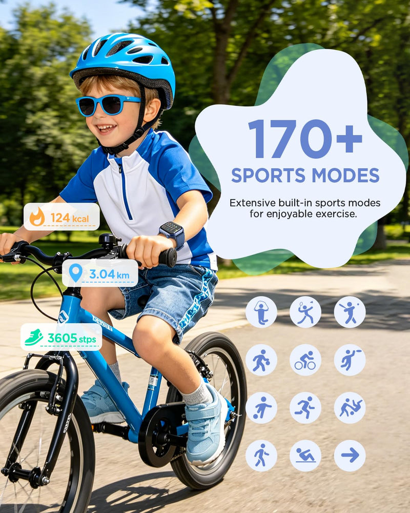 RUXINGX Kids Smart Watch No APP, 1.52" Smart Watch Fitness Trackers (Blue) | Camera,Puzzle Games,Heart Rate, Sleep Monitor,Music Player,Pedometer, for Girls Boys Teens 3-12 Blue
