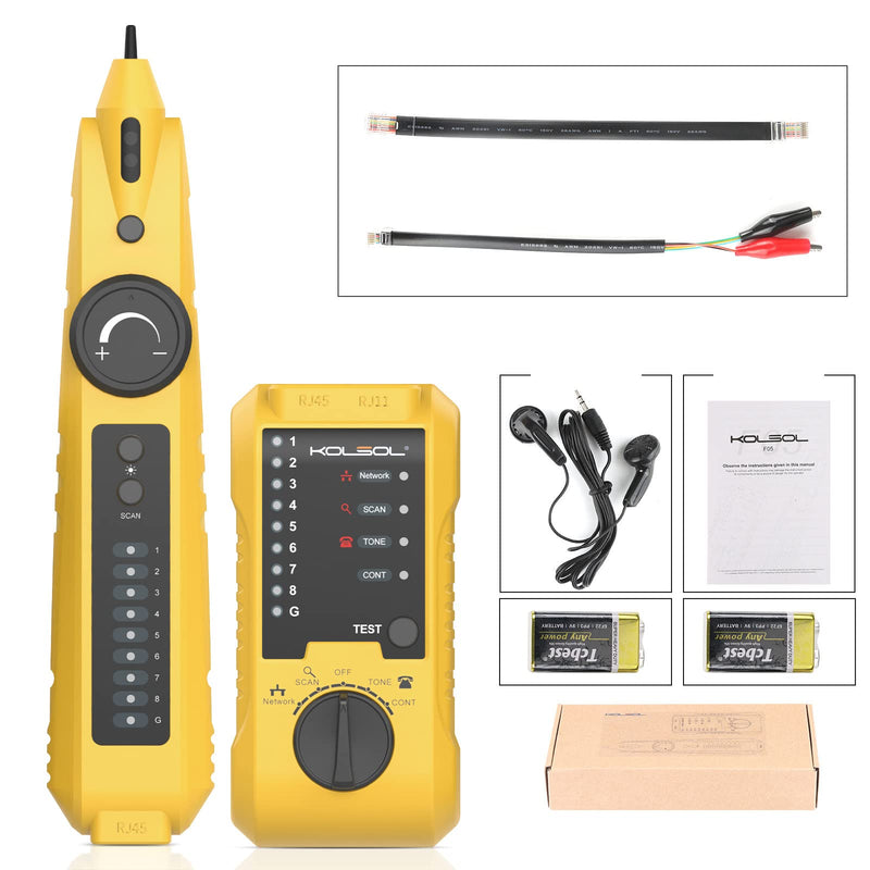 Network Cable Tester, Ethernet Wire Tracer with Telephone Line Checking for CAT5 CAT6, RJ11 RJ45 LAN Network Cable Finder for Wire Continuity/Short/Breaking/Open/Crossing