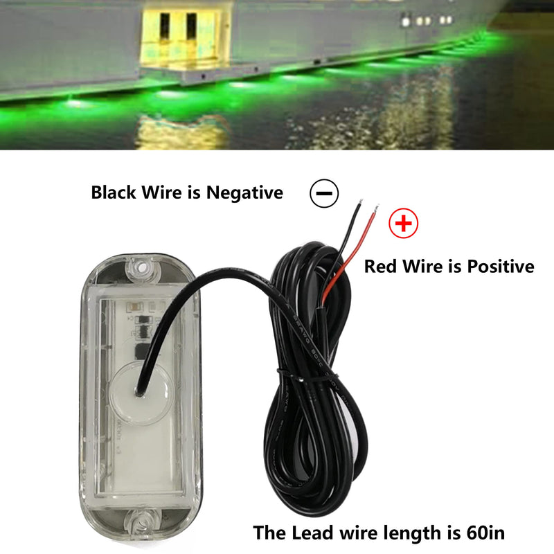 2Pcs 27 LEDs Green Marine Boat Lights,IP68 Waterproof Underwater Boat Trailer Light Pontoon Boat Transom Lights Stern Navigation Light Boat Interior Deck Lights 10-30V DC